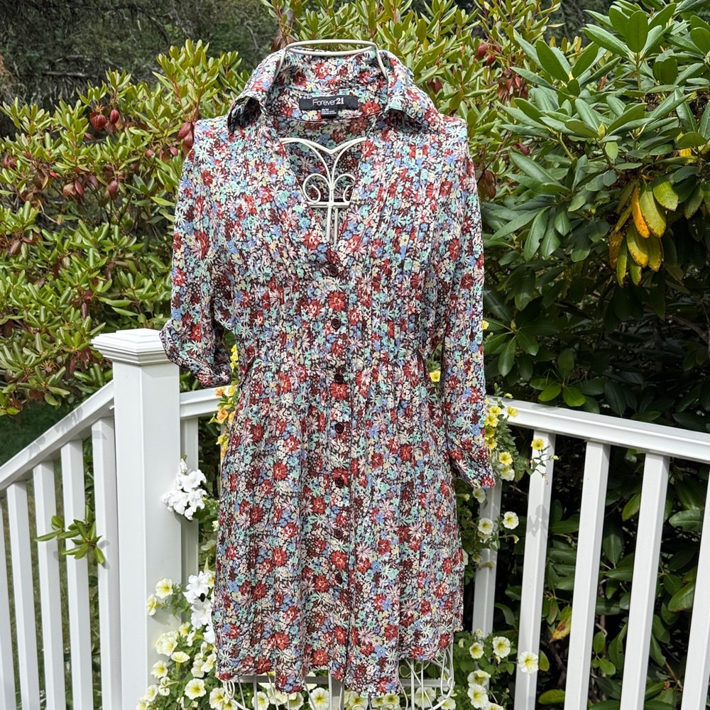 Forever 21 Multicolor Floral Long Sleeve Dress